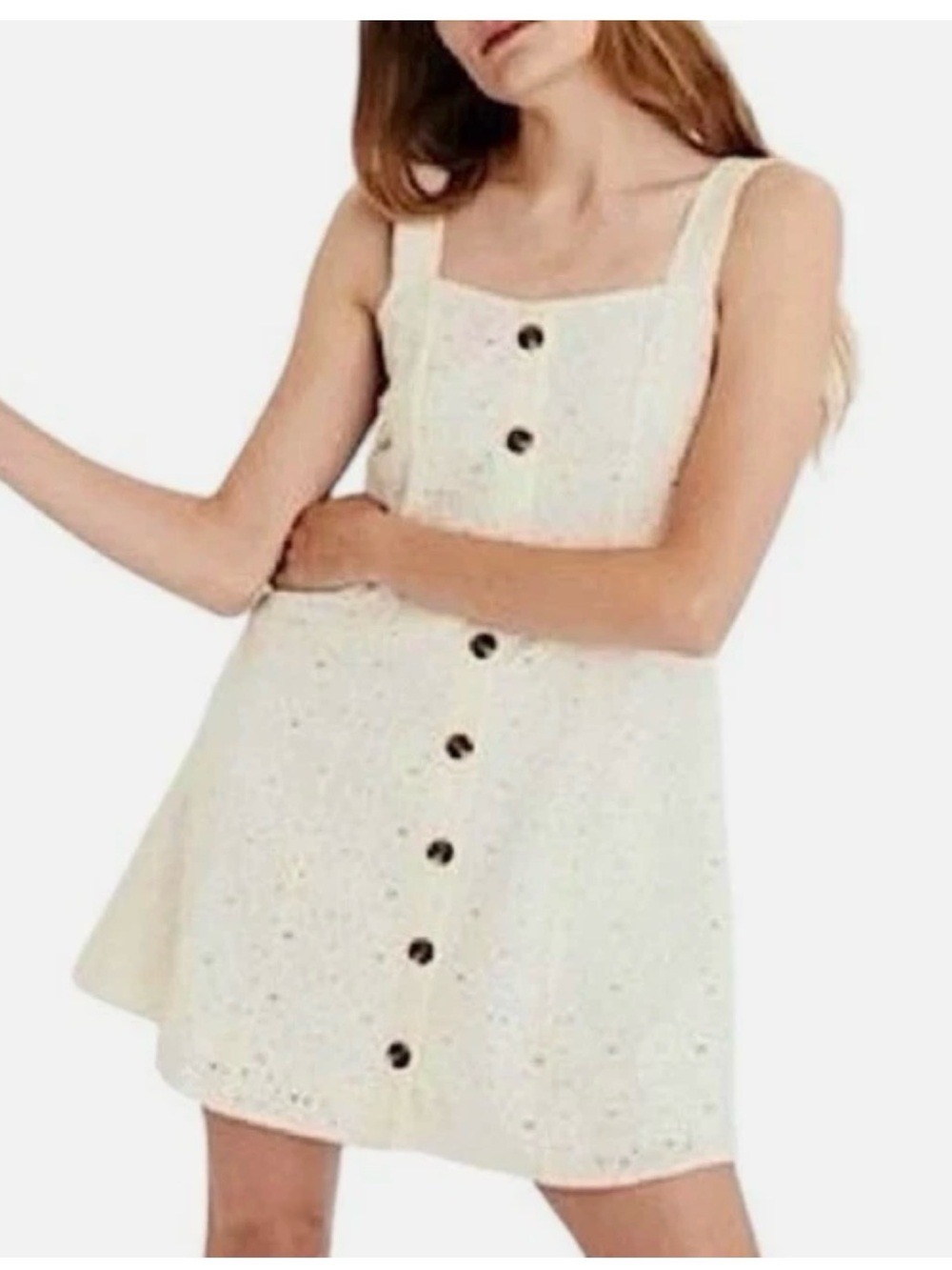 American Eagle Cream Eyelet Button-Front Sundress Size XS